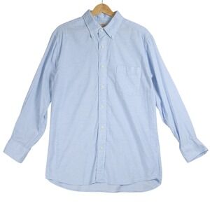 Faherty Brand Mens Light Blue Slub Cotton Button Down Shirt Large L Long Sleeve